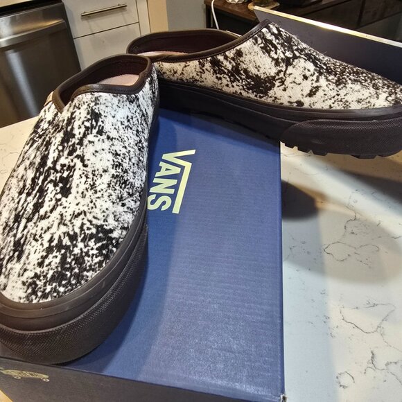 Vans Premium Pony Hair Mules Slides Chocolate Slip-On Shoes MENS SIZE 10 NEW - Picture 5 of 13